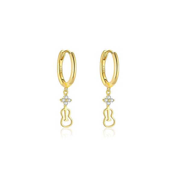 S925 Sterling Silver Musical Notes Fashion Earrings For Women With Zirconia