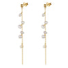 S925 Sterling Silver Natural Freshwater Pearl Baroque Beaded Geometric Ear Wire Earrings
