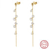 S925 Sterling Silver Natural Freshwater Pearl Baroque Beaded Geometric Ear Wire Earrings