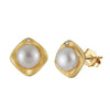 S925 Sterling Silver Natural Freshwater Pearl Geometric Earrings Electroplated