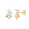 S925 Sterling Silver Natural Freshwater Pearl Geometric Retro Women's Earrings