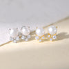 S925 Sterling Silver Natural Freshwater Pearl Geometric Retro Women's Earrings