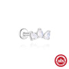 S925 Sterling Silver Natural Moonstone Bezel Set Flat Head Piercing Earrings With Flower Pattern Electroplated For Women