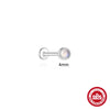 S925 Sterling Silver Natural Moonstone Bezel Set Flat Head Piercing Earrings With Flower Pattern Electroplated For Women