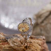 S925 Sterling Silver Natural Topaz Yellow Amethyst Colored Gemstone Ring Leaves Pattern Old Style Unisex Jewelry