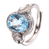 S925 Sterling Silver Natural Topaz Yellow Amethyst Colored Gemstone Ring Leaves Pattern Old Style Unisex Jewelry