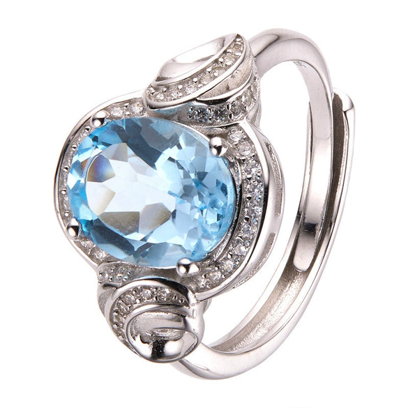 S925 Sterling Silver Natural Topaz Yellow Amethyst Colored Gemstone Ring Leaves Pattern Old Style Unisex Jewelry