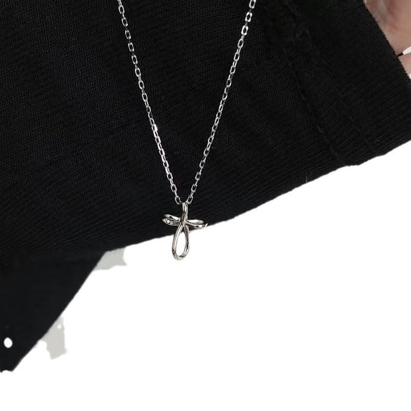 S925 Sterling Silver Necklace Geometric Pendant Ochain Women's Simple Polished