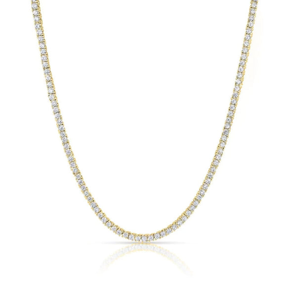 S925 Sterling Silver Necklace Gold Plated Hip Hop Geometric Zircon Diamond
