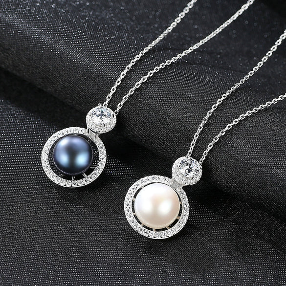 S925 Sterling Silver Necklace Micro Inlay 3A Zircon Silver Freshwater Pearl Fashion Jewelry