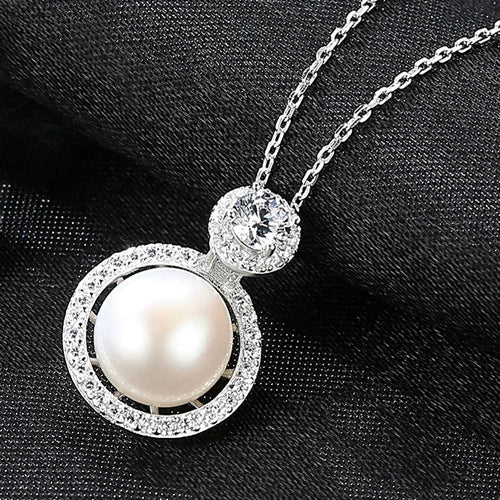 S925 Sterling Silver Necklace Micro Inlay 3A Zircon Silver Freshwater Pearl Fashion Jewelry