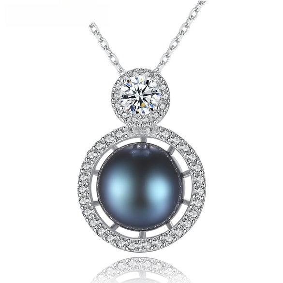 S925 Sterling Silver Necklace Micro Inlay 3A Zircon Silver Freshwater Pearl Fashion Jewelry