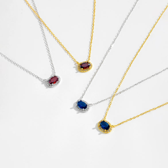 S925 Sterling Silver Necklace With Zircon And Lucky Stone Geometric Design Platinum Or 18K Gold Electroplated Simple And All Match Unisex Jewelry