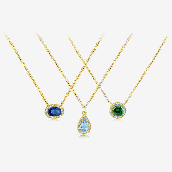 S925 Sterling Silver Necklace With Zircon And Lucky Stone Geometric Design Platinum Or 18K Gold Electroplated Simple And All Match Unisex Jewelry