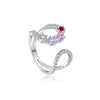 S925 Sterling Silver Open Adjustable Ring For Women Geometric Micro Embedded Electroplated With Platinum Or 18K Gold