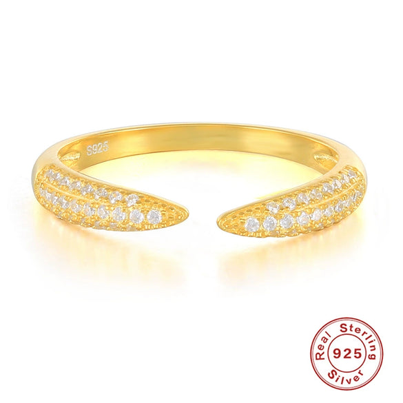S925 Sterling Silver Open Adjustable Women's Ring With Star And Moon Geometric Pattern Electroplated