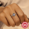 S925 Sterling Silver Open Ring With Moon Flower Diamond Opal Geometric Pattern Electroplating For Women