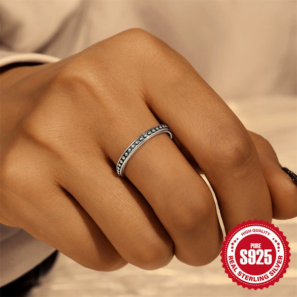 S925 Sterling Silver Open Ring With Moon Flower Diamond Opal Geometric Pattern Electroplating For Women