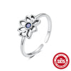 S925 Sterling Silver Open Ring With Moon Flower Diamond Opal Geometric Pattern Electroplating For Women