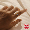 S925 Sterling Silver Open Ring With Twist Bow And Love Pendant Geometric Pattern Electroplated For Women Retro Sweet Simple Style