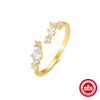 S925 Sterling Silver Open Ring With Twist Bow And Love Pendant Geometric Pattern Electroplated For Women Retro Sweet Simple Style