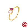 S925 Sterling Silver Open Ring With Twist Bow And Love Pendant Geometric Pattern Electroplated For Women Retro Sweet Simple Style