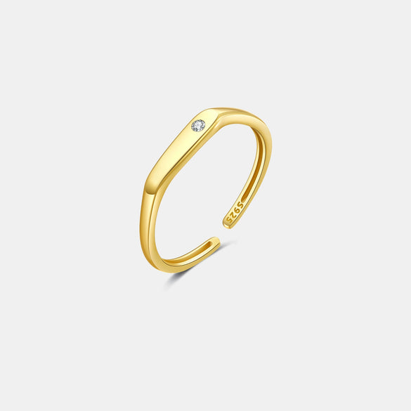 S925 Sterling Silver Opening Adjustable Irregular Ring With Geometric Design And Electroplating