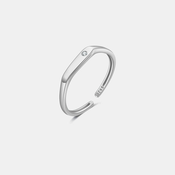 S925 Sterling Silver Opening Adjustable Irregular Ring With Geometric Design And Electroplating