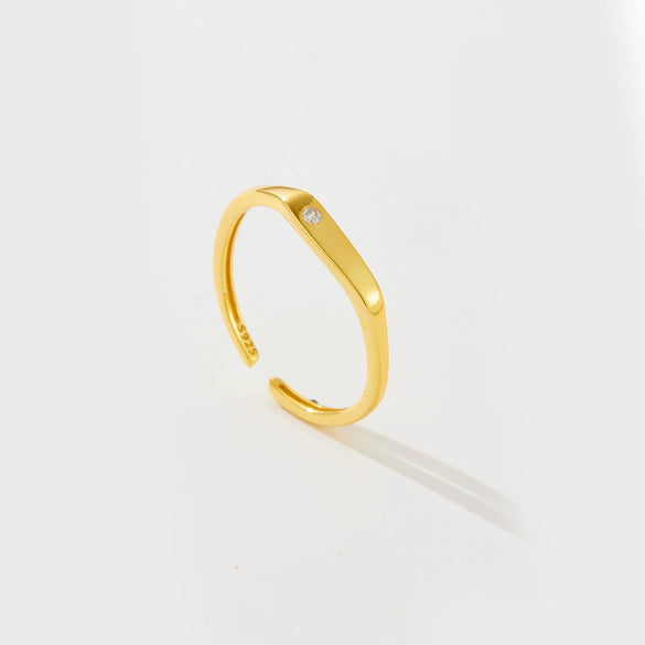 S925 Sterling Silver Opening Adjustable Irregular Ring With Geometric Design And Electroplating