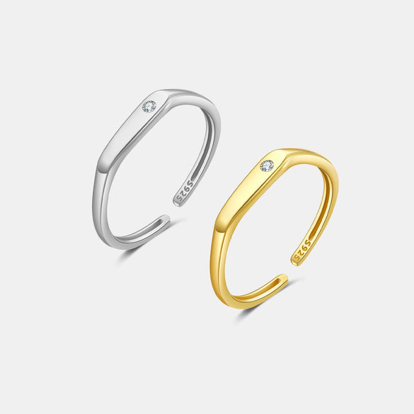 S925 Sterling Silver Opening Adjustable Irregular Ring With Geometric Design And Electroplating