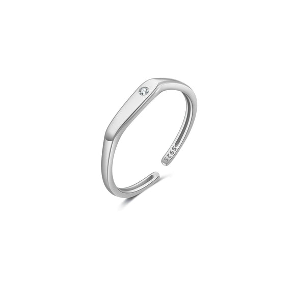 S925 Sterling Silver Opening Adjustable Irregular Ring With Geometric Design And Electroplating