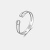 S925 Sterling Silver Opening Adjustable Plain Stacking Ring With Geometric Styling And Electroplating