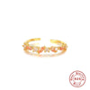 S925 Sterling Silver Oval Pear Shaped Cubic Diamond Open Ring With Electroplating And Geometric Design For Women