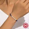 S925 Sterling Silver Pearl Blue Gold Stone Geometric Vintage Women's Hand Jewelry With Real Gold Electroplating