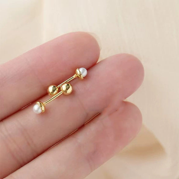 S925 Sterling Silver Pearl Flower Shape Earrings