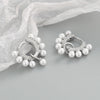 S925 Sterling Silver Pearl Geometric Circle Earrings With Electroplated Finish Fashion Jewelry