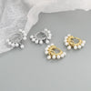 S925 Sterling Silver Pearl Geometric Circle Earrings With Electroplated Finish Fashion Jewelry