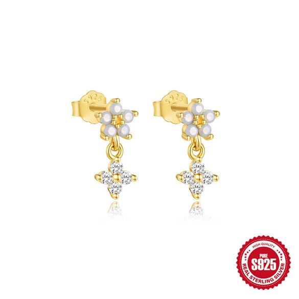 S925 Sterling Silver Petal Aobao Pendant Earrings With Geometric Pattern For Women Electroplated
