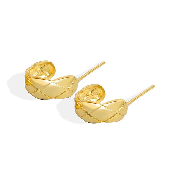 S925 Sterling Silver Plaid Earrings For Women In Simple Cold Style
