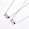 S925 Sterling Silver Projection Necklace With I Love You Text Pendant Cross Chain Electroplated Clavicle Jewelry