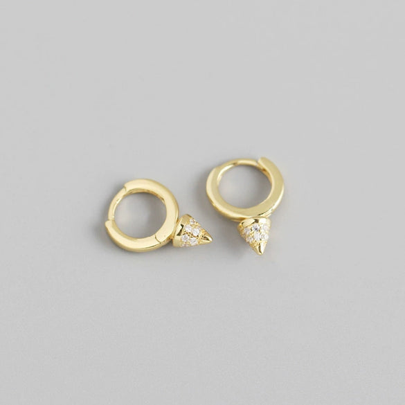 S925 Sterling Silver Punk Rivet Geometric Ear Stud Earrings With Electroplating