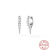 S925 Sterling Silver Punk Style Earrings With Rivets Zircon Inlaid And Real Gold Plated Geometric Pattern