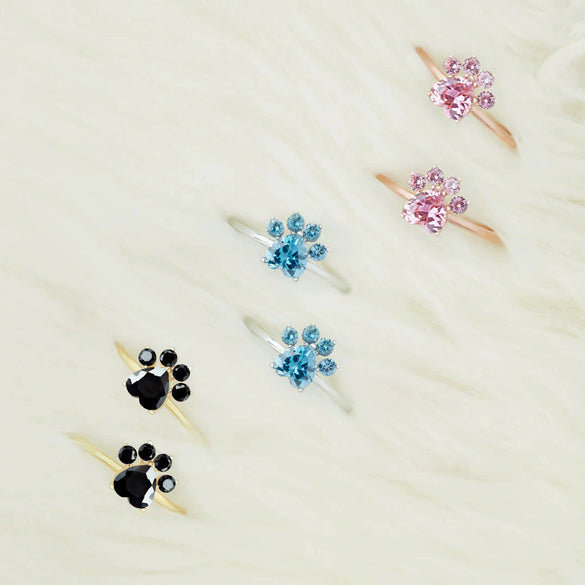 S925 Sterling Silver Puppy Dog Claw Animal Ring Women's Simple Fashion Geometric Electroplated