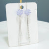 S925 Sterling Silver Purple Flower Tassel Drop Earrings Elegant Floral Fashion Earrings For Women