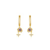 S925 Sterling Silver Purple Heart Electroplated Women's Earrings With Geometric Design