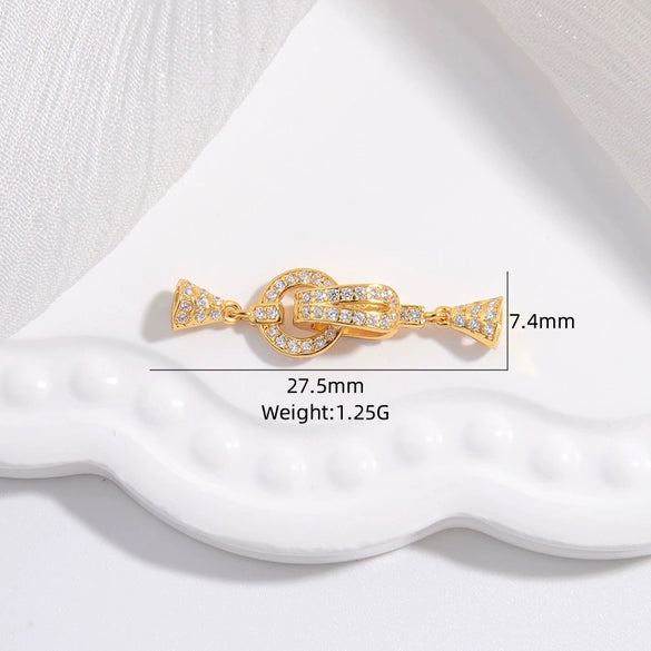 S925 Sterling Silver Rectangular Chain Long Leg Buckle Universal Coil Extension Buckle Zirconia Fashion Geometric Diy Necklace Bracelet