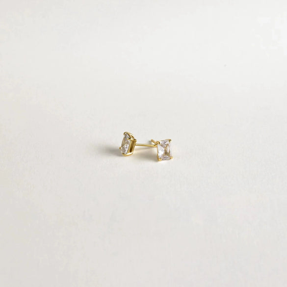 S925 Sterling Silver Rectangular Zircon Geometric Earrings For Women Electroplated