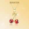 S925 Sterling Silver Red Pomegranate Cherry Fruit Pendant Necklace Natural Style Jewelry Wholesale
