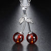 S925 Sterling Silver Red Pomegranate Cherry Fruit Pendant Necklace Natural Style Jewelry Wholesale