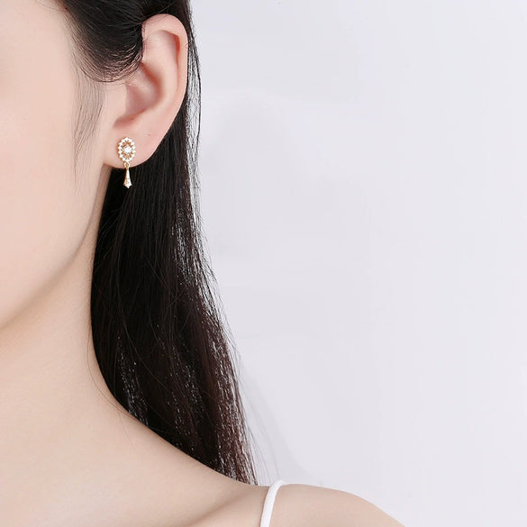 S925 Sterling Silver Retro Elegant Geometric Tassel Earrings With Zircon Inlay For Women Fine Fashion Jewelry